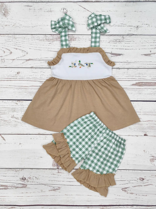 Baby Girl Duck Checkered Set