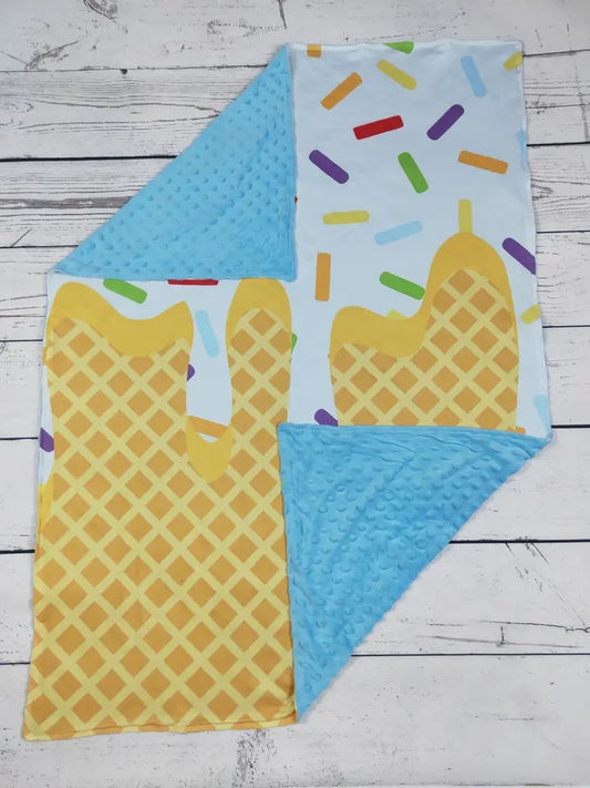 Blue Ice Cream Dripping Blanket