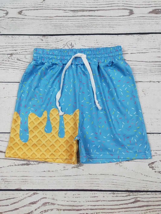 Boys Blue Ice Cream Drip Shorts With Pockets